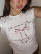 Short Sleeve Lettering & Bow Print Crop Tee - HouseofHalley