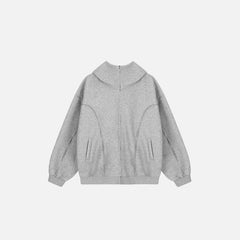 Curved Seam Zip-Up Hoodie