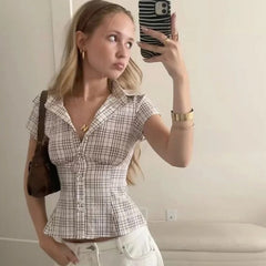 City Chic Plaid Blouse