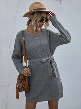 TIE-UP SWEATER LOOSE SWEATER DRESS