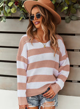 WARM STRIPED LONG SLEEVE SWEATER