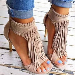 Open Toe Tassels Ankle Ladies Sandals