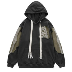 Y2K Skeleton Bones 3D Patchwork Hoodie
