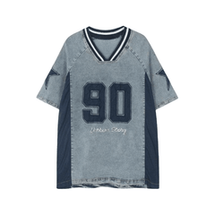 Patchwork Jersey Denim T-shirt