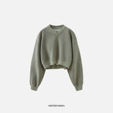 Cropped Fleece Crew Neck Sweatshirt