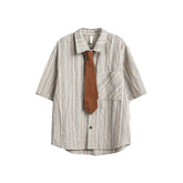 Casual Necktie Striped Shirt