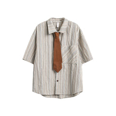 Casual Necktie Striped Shirt