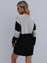 TURTLENECK NECK LOOSE KNIT STITCHING SWEATER DRESS