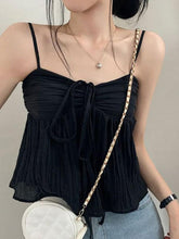 Tie-Front Ruched See-Through Mesh Crop Cami Top - HouseofHalley