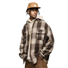 Loose Fit Brushed Plaid Shacket