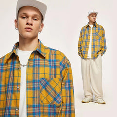 Colorblock Checker Oversized Shirt