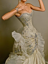 Beaded Corset Ruffles Floor-Length Dress