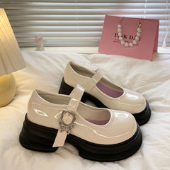 Butterfly Buckle Mary Jane Glossy Platform Heels