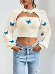 Butterfly Knit Tube Top & Bolero Shrug Set