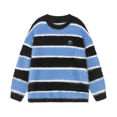 Casual Crewneck Fuzzy Sweater