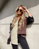 Lisha Cotton Colorblock Corduroy Shacket