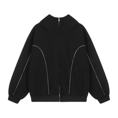 Curved Seam Zip-Up Hoodie
