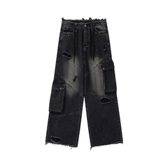 Distressed Multi-Pocket Jeans