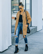 Cherished Pocketed Faux Leather Teddy Coat