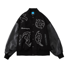 Flame Insignia Baseball Jacket