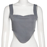 Grey Striped Crop Top