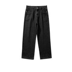 Solid Straight-leg Denim Pants