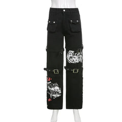 Y2K Gothic  Black Cargo Pants