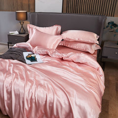 Satin Rayon Bedding Set High Quality Solid Color Bed Cover Set Single Double Twin King Size Duvet Cover Set