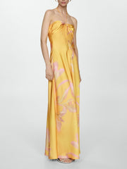 Halterneck Printed Satin Dress