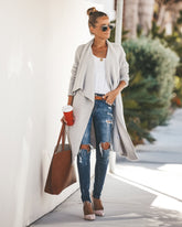 Fireside Pocketed Knit Cardigan - Heather Grey