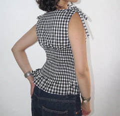 Emma Gingham Ruched Waist Top