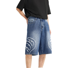 Patchwork Distressed Denim Shorts