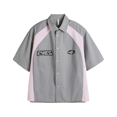 Patchwork Short-sleeved Eyes Shirt