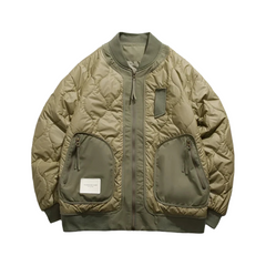 Retro Patched Zip-up Puffer Jacket