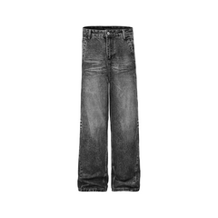 Rivet Loose Wide-leg Long Jeans