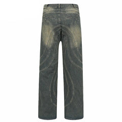 Y2k Dirty Striped Baggy Denim