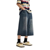 Wide Leg Washed Denim Jort