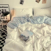 INS Pink Solid Color Bedding Set Girls Boys Single Double Size Flat Sheet Duvet Cover Pillowcase Bed Linens Home Textile