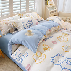 Nordic bedding set double bed set 4 pieces blanket cover duvet cover set pillowcases linen sheet king size 150 90