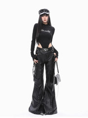 Black Wide Leg Cargo Pant