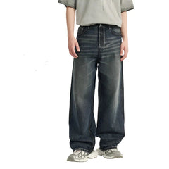 Washed Wide Leg Blue Denim Jeans