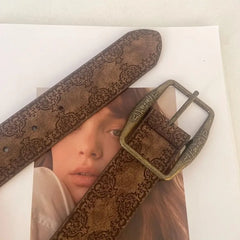 Y2K Washed PU Brown Belt