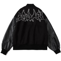 Flame Insignia Baseball Jacket