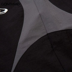 Vintage Black Gray Patchwork Pants