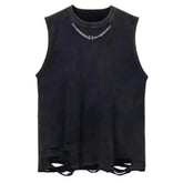 Vintage Metallic Phantom Letter Distressed Washed Vest