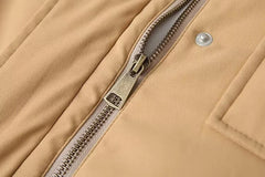 Faux Leather Contrast Sleeve Coat