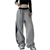 Patchwork Striped Sports Wide Leg Pants