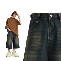 Wide Leg Washed Denim Jort