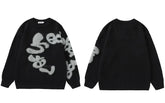 Black Fluffy Letter Sweater