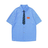 Spring Necktie Striped Shirt